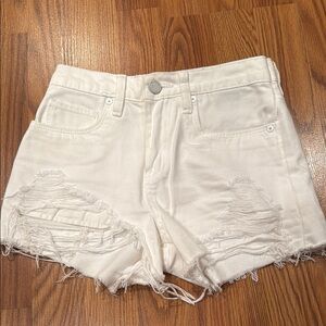 BlankNYC “The Barrow” Women's White Distressed Denim Shorts